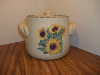 Home & and Garden Party Sunflower Bean Pot / Cookie Jar Handmade 2003 2