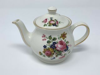 Sadler Windsor Floral Small Teapot Made In England Gold Trim W/ Red Yellow Blue