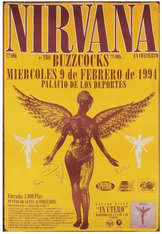 Nirvana Signed Concert Poster Print A4 Size