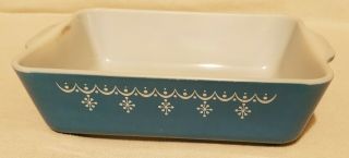 Vintage Pyrex Glass Snowflake Blue Garland Refrigerator Dish 503 No Lid