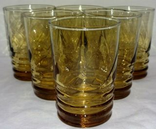 Vintage Libbey Amber Juice Glasses Set Of 6