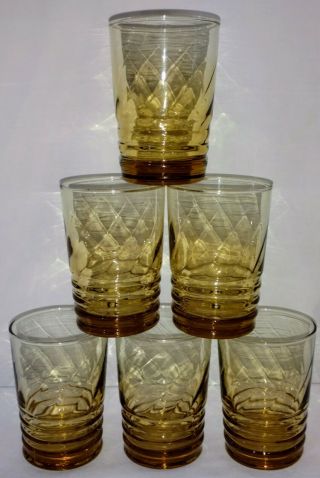 Vintage Libbey Amber Juice Glasses Set Of 6 2