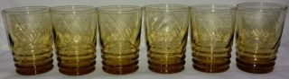 Vintage Libbey Amber Juice Glasses Set Of 6 3