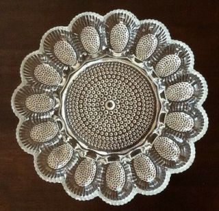 Indiana Hobnail Clear Glass Deviled Egg Dish Serving Tray Plate 11 "