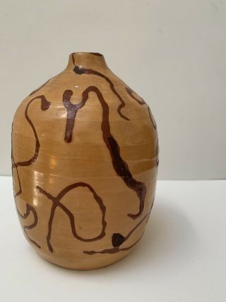 Vtg Lightweight Raku Clay Ceramic Pottery Weed Pot Vase Vessel Signed 8”