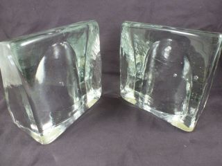 VINTAGE BLENKO ART GLASS MCM WAYNE HUSTED DESIGN ICE BLOCK BOOKENDS 2