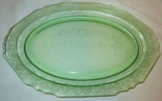 Vintage Hazel Atlas Florentine 1 Green Depression Glass 11.  5 " Oval Platter