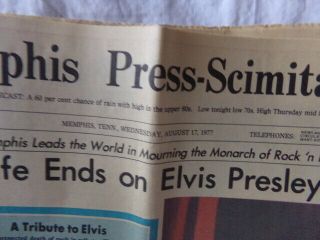 MEMPHIS PRESS - SCIMITAR AUG 17,  1977 ELVIS PRESLEY DEATH SPECIAL EDITION 3