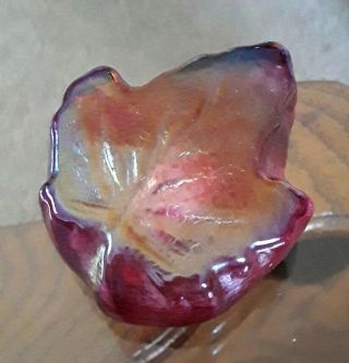 Robert Held Iridescent Art Glass Paperweight Hand Made In Canada Maple Leaf