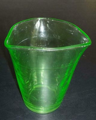 Vintage Federal Green Depression Glass Three Spout Measuring Cup