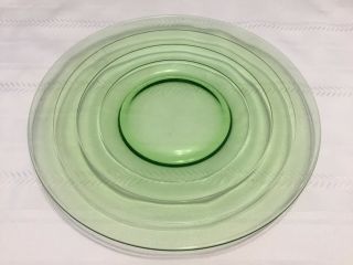 Vintage Anchor Hocking 10” Round Green Block Optic Design Glass Dish Plate