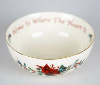 Lenox Winter Greetings Sentiment Bowl Home is Where the Heart Is Red Cardinal 2