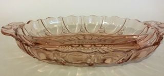 Vintage Anchor Hocking Oyster And Pearl Pink Depression Glass Divided Dish
