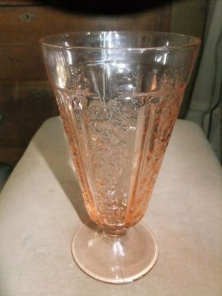 Vintage Pink Depression Glass Sharon Cabbage Rose Footed Tumbler