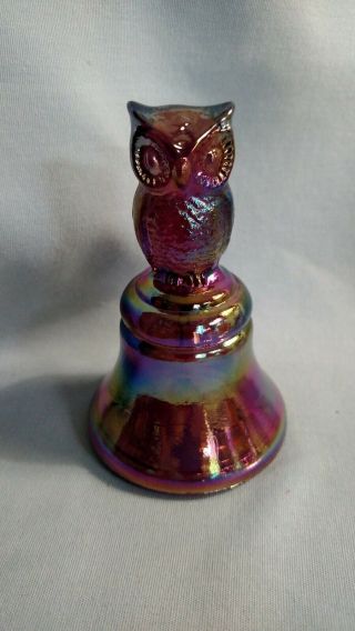 Boyd Art Glass Owl Bell - Violet Carnival (?)