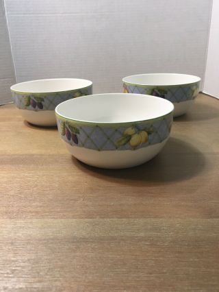 Set Of 3 Mikasa Optima " Fruit Rapture " Cereal/soup Bowls 6 "