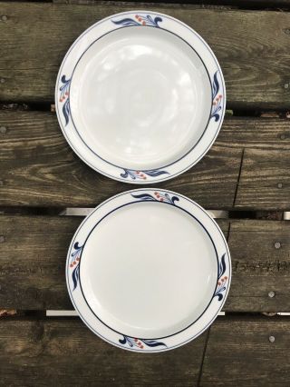 (2) Dansk Bistro (japan) Maribo Blue And Red Salad Plates - 8 - 3/4 Inch