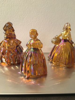 3 Boyd Louise Marigold Carnival Glass Colonial Ladies Southern Belle