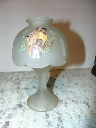 Vtg Westmoreland Glass Hp Owl Fairy Lamp