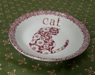 Norma Sherman Calico Cat Royal Crownford Staffordshire England Red Trinket Dish
