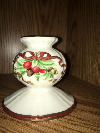 Tiffany Xmas Porcelain Candle Stand.  4.  1” Tall.