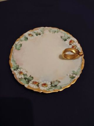 Antique T&v Limoges France Depose Handled Finger Loop Plate Nappy Dish