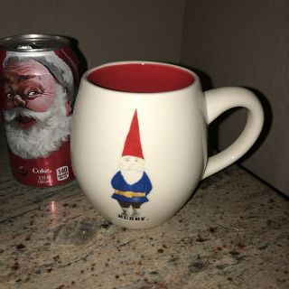Rae Dunn Blue Gnome Merry Coffee Tea Mug Cup Christmas Red Interior Magenta