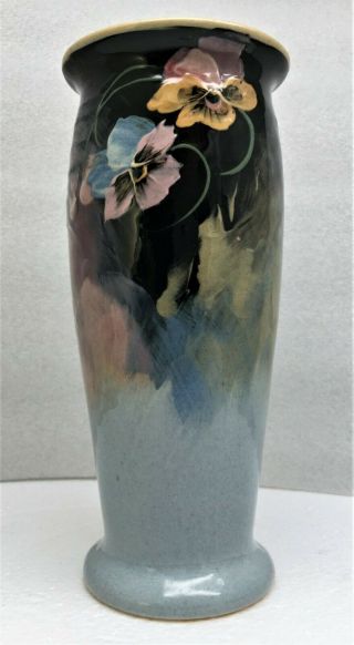 Vintage Weller Eocean Vase Hand Painted Pansies - Early 1900 