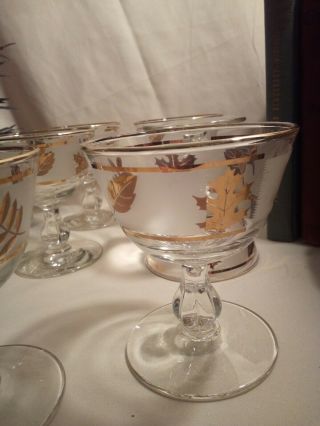 Set Of 8 Mid Century Modern Gold Leaf Martini Glasses Libby