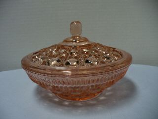 Pink Depression Glass Windsor Pattern Candy Dish With Lid