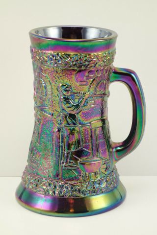 Vintage Fenton Amethyst Carnival Art Glass Tankard Of Men Glassblowing