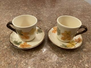 Franciscan October Fall Leaves Cup & Saucer Set Of 2 Usa Coffee Mug Tea