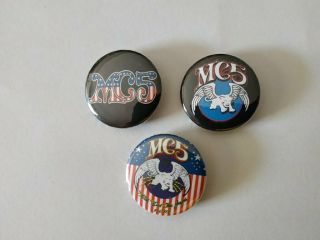 3 X Mc5 Band Buttons (25mm,  Badges,  Pins,  Kick Out The Jams,  Sonic Randevouz,  70s)