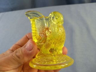 Westmoreland Vaseline Glass Owl Shaped Toothpick Holder 5