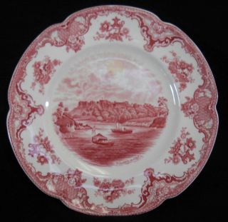Johnson Brothers China Old Britain Castles Pink Crown Luncheon Plate 8 - 7/8 " Craz