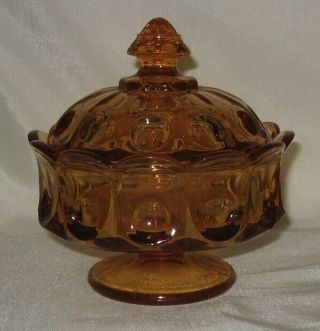 Westmoreland Golden Sunset Thumbprint Candy Dish With Lid Mark