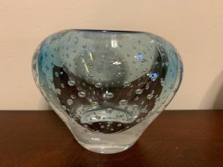 Waterford Evolution Glass Clear Blue Vase Rare Heavy 4 " Marked