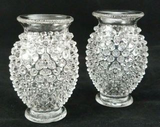 Vintage 3.  5 " Hobnail Clear Glass Toothpick Vase - Fenton