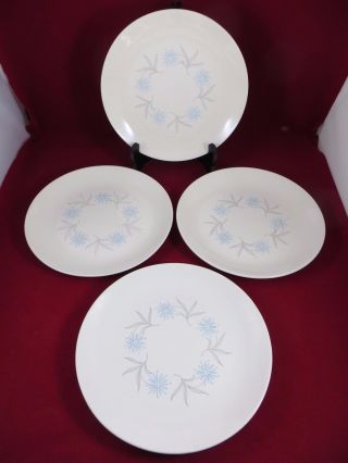 Homer Laughlin Dura Print Set Of 4 Dinner Plates 9 1/4 " Blue Star Usa Ec