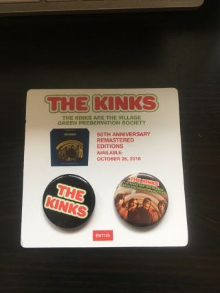 The Kinks Village Green Preservation 50th Anniversary Official Promo Buttons ‘18