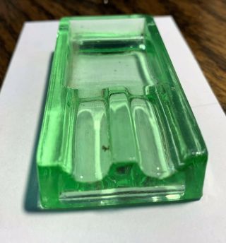 Rare Vintage Green Vaseline Glass Ashtray Small Single