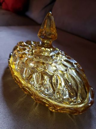 Vintage Amber Indiana Glass Candy Dish With Lid 7 " X 4 "