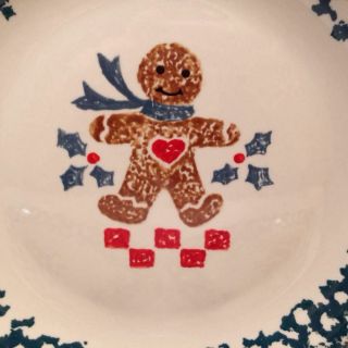 3 Folk Craft Tienshan Gingerbread Spongeware Dinner Plates Green Kitchen 4