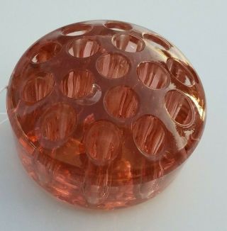 Vintage Pink Depression Glass Flower Frog 16 Hole (approx 3.  5 " Wide X 2.  5 " High)