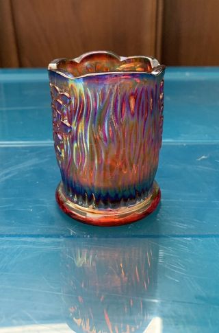 Bob St Clair OWL Yellowish/Amber Carnival Glass Toothpick Holder 2