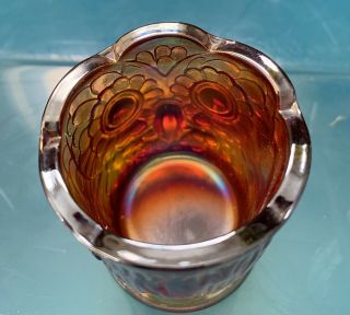 Bob St Clair OWL Yellowish/Amber Carnival Glass Toothpick Holder 3