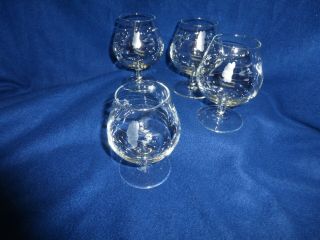 Princess House Heritage Brandy Snifters Glasses set of 4 Etched Crystal 404 3