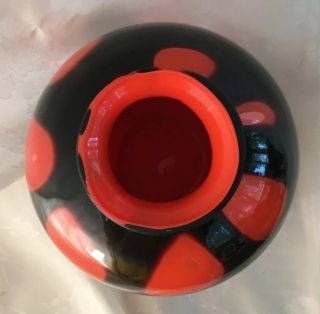 VINTAGE Orange Brown/Black Cased ART GLASS Ball Vase CZECHOSLOVAKIA CZECH Signed 4