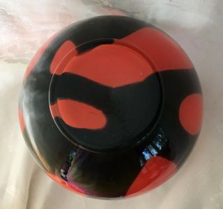 VINTAGE Orange Brown/Black Cased ART GLASS Ball Vase CZECHOSLOVAKIA CZECH Signed 5