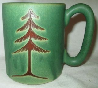 Green With Brown Tree The Pigeon Forge Pottery Christmas Coffee Cup Mug